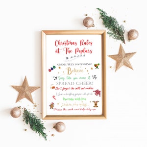 Personalised Christmas Family Rules Print A4 A3 A5 PDF Special Decor Children Family