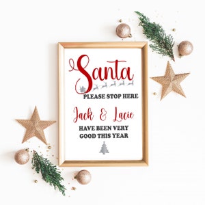 Personalised Santa Stop Here Print A4 A3 A5 PDF Special Decor Children Family