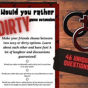 Jogo Dirty Would You Rather para impressão/atividade perfeita para casais, aniversário de adultos, despedida de solteiro/solteira ou noite de meninas. Explícito!