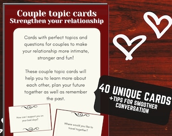 Couple Topics Cards Game To Strengthen Relationship For Valentines Day Gift Fun Printable Love Date Night Activity Present for Husband