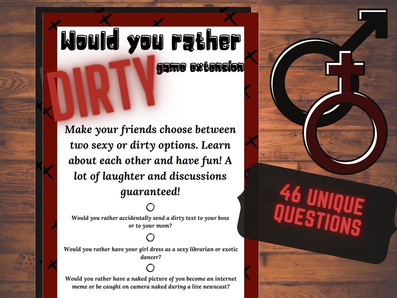 Dirty Would You Rather Game Printable/ Perfect activity for Couples, Adult Birthday, Bachelor/Bachelorette party or Girls night. Explicit image 1