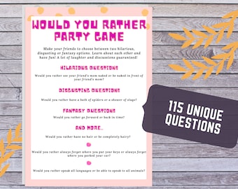 Hilarious Would You Rather Party Game, Funny Shameful Questions, Birthday Get To Know Your Friends Activity, Play Online zoom, Fun PDF Quiz