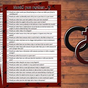 Dirty Would You Rather Game Printable/ Perfect activity for Couples, Adult Birthday, Bachelor/Bachelorette party or Girls night. Explicit image 2