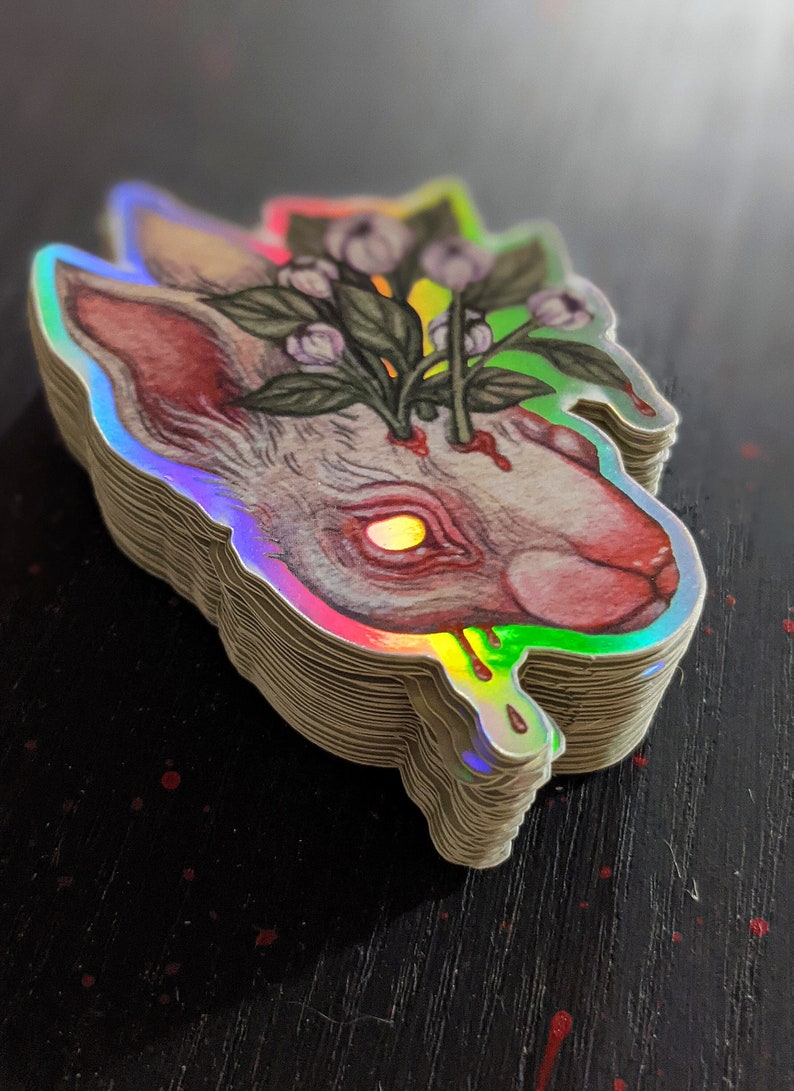 Autocollant de lapin holographique Gore Horreur Goth Sticker Etsy