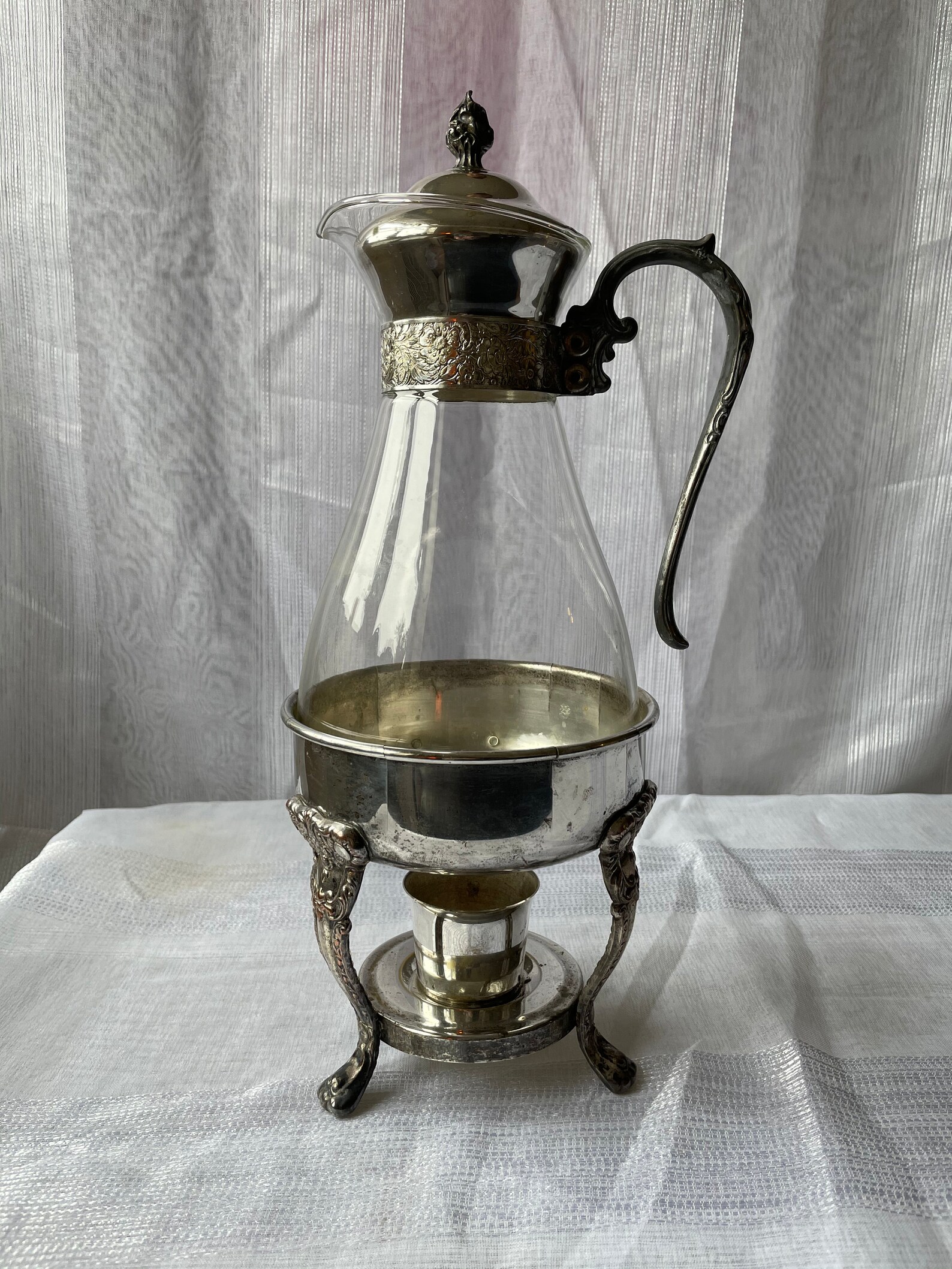 Vintage Sheridan Silverplate Glass Coffee Carafe w/ Warming Etsy