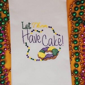 Mardi Gras Tea Towel (Ships Free), Mardi Gras Kitchen Towels, Mardi Gras Decor, Machine Embroidered Tea Towels