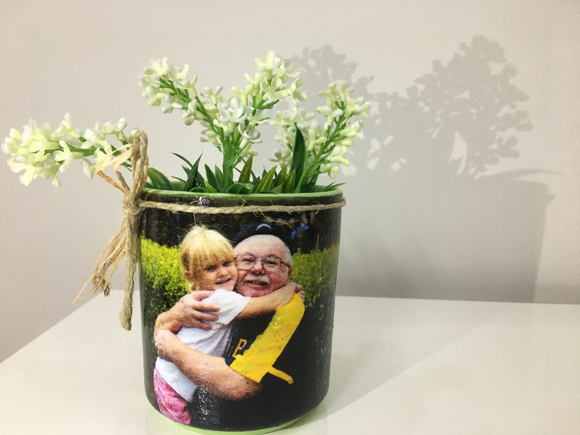 Personalized Memorial Flower Pot With Photo Grandparent Loss Etsy