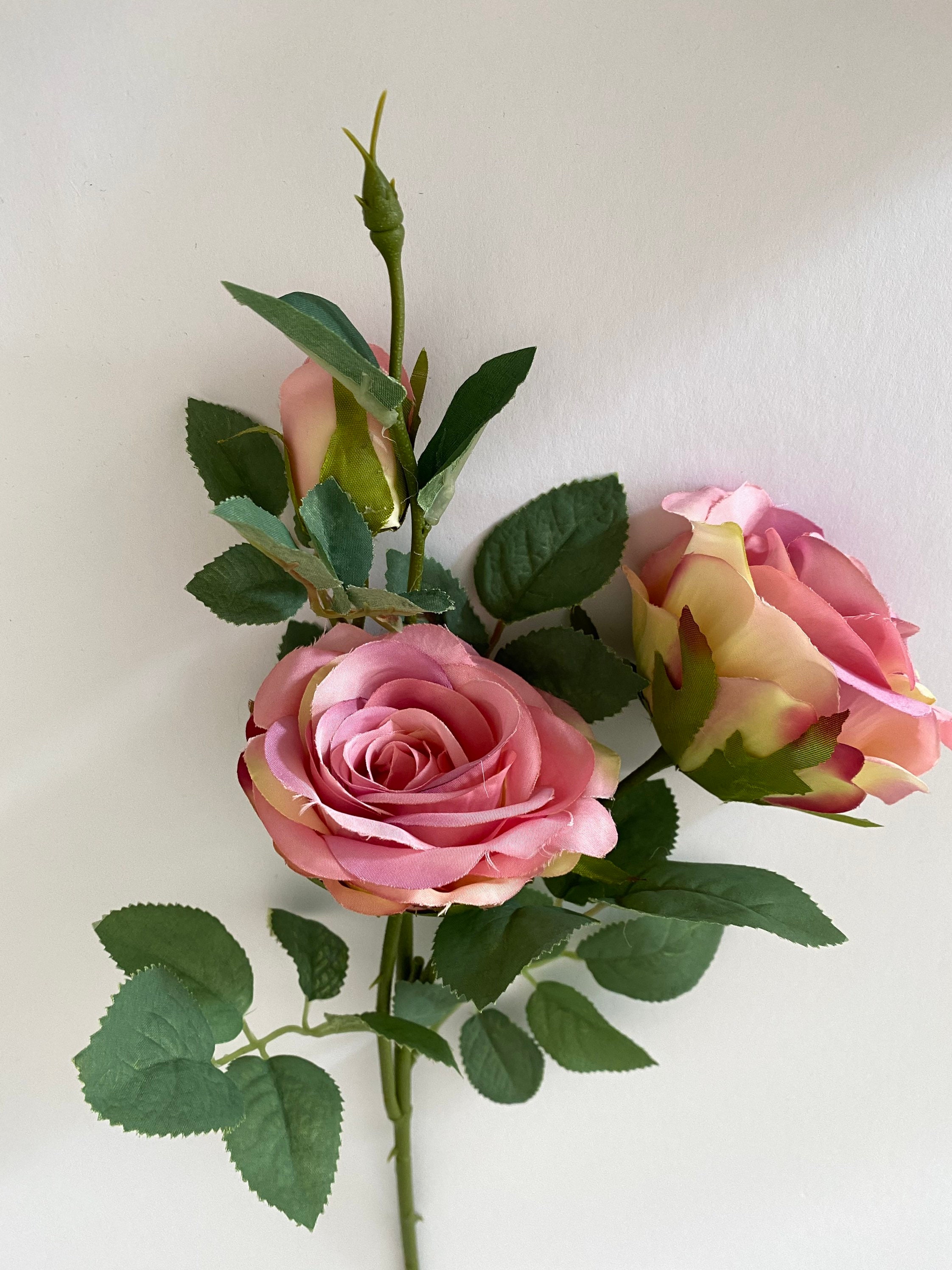 Silk Rose Bunch Vintage Pink Artificial Roses Faux Roses Etsy