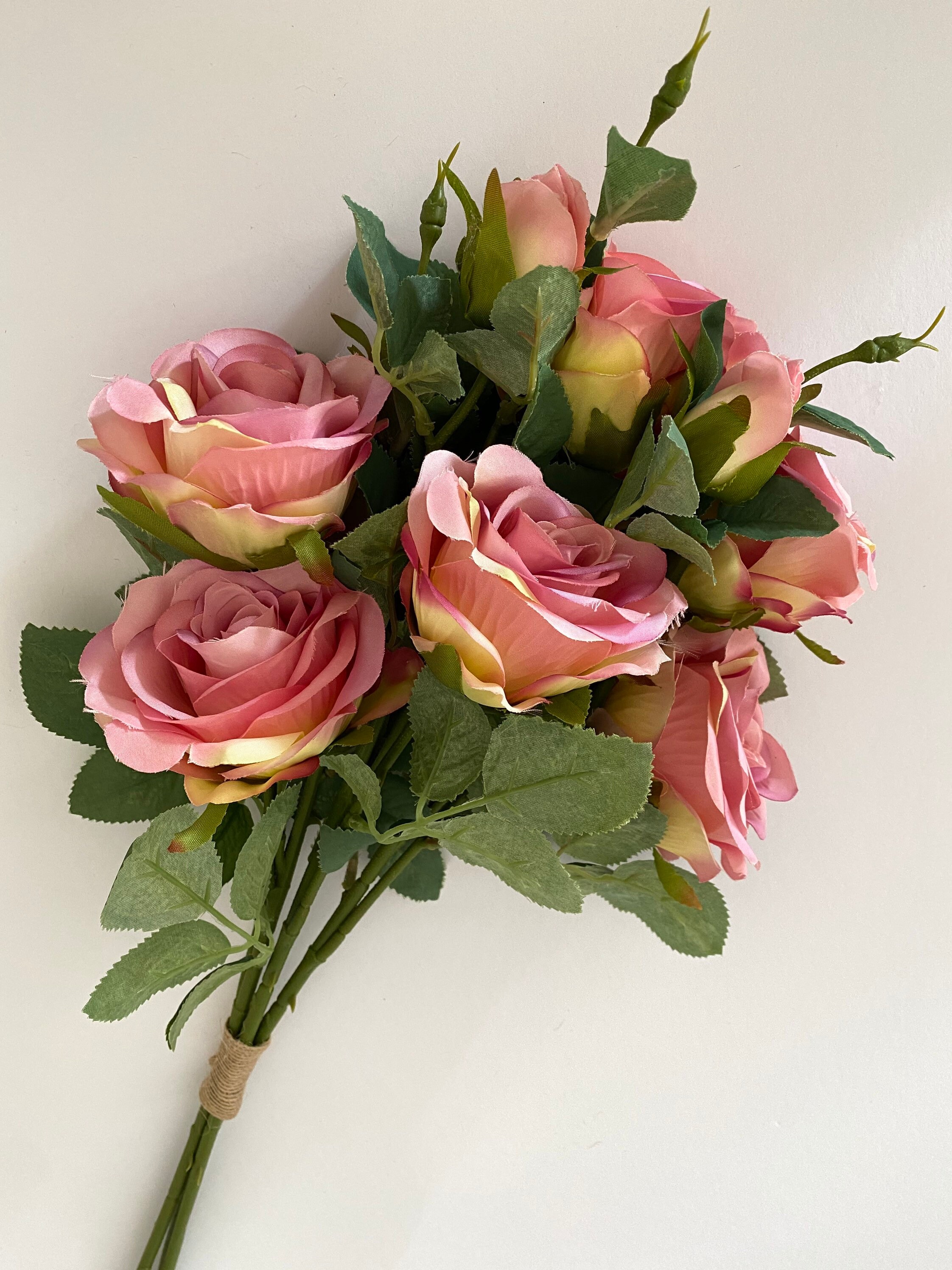 Silk Rose Bunch Vintage Pink Artificial Roses Faux Roses Etsy