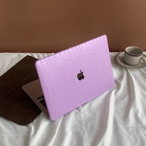 Macarons Purple Leather New Pro Mac Hard Protective Case Personalized Name For Macbook Air 11/13 Pro13/15/16 2008-2020 12 Inch