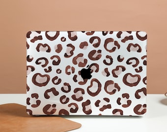 Pink Leopard Print Transparent Crystal Clear Hard Case Cover For Macbook Pro 13/14/15/16 Case, Macbook Air 13 Case, laptop Case