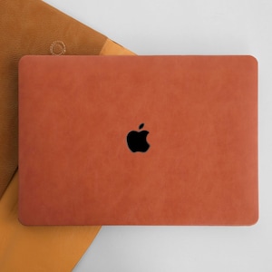 Orange Flame Leather MacBook Case For Macbook Air 13 Case, Pro 13 14 15 16 Case, Personalized Name A2779 2780 2008-2023 Laptop