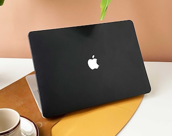 Coal Black Leather MacBook Hard Protective Case For Macbook Air 11/13 Pro13/14/15/16 Personalized Name A2681 2338 2008-2022Laptop