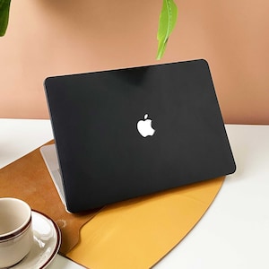 Coal Black Leather MacBook Hard Protective Case For Macbook Air 11/13 Pro13/14/15/16 Personalized Name A2681 2338 2008-2022Laptop