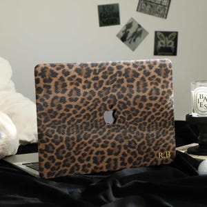 Leopardmönstrat MacBook-skyddsfodral för Macbook Air 11/13 Pro 13/14/15/16 Personligt namn A2337 2338 A2941 2008-2024 Laptop