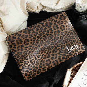 Fashion leopard Print MacBook Protective Case For Macbook Air 11/13 Pro13/14/15/16 Personalized Name A2337 2338 A2941  2008-2024 Laptop