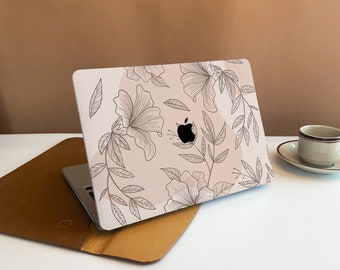 Flowers Line Art New Pro Mac Hard Protective Case Personalized Name For Macbook Air 11/13 Pro13/15/16 2008-2020 12 Inch