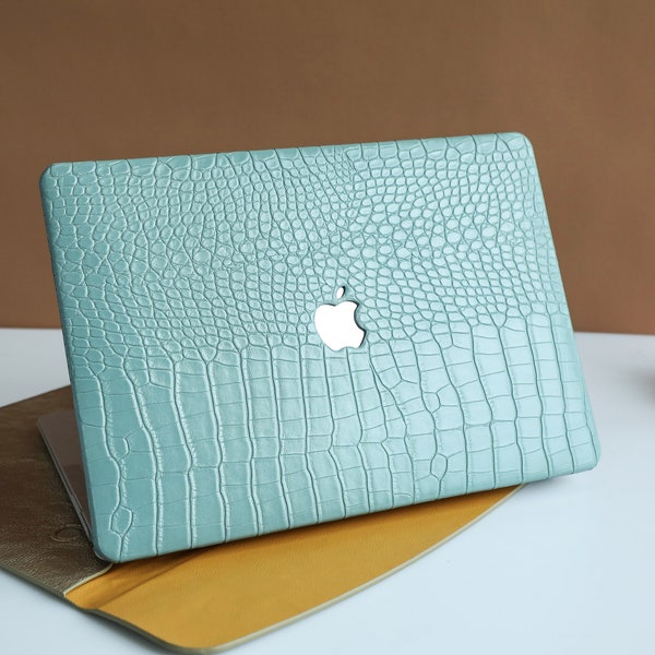 Sapphire Crocodile pattern MacBook Hard Protective Case For Macbook Air 11/13 Pro13/14/15/16 Personalized Name A2681 2338 2008-2022 Laptop
