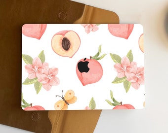 Peach Flora Macbook Case Personalized Case For Macbook Pro 13/14/15/16 Case, Macbook Air 13 Case, laptop Case