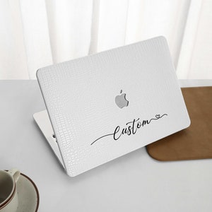 White Crocodile Pattern MacBook Case For Macbook Air 13 Case, Pro 13 14 15 16 Case, Personalized Name A2681 2338 2008-2023 Laptop