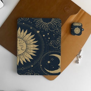 Moon and the Stars iPad Flip Personalised Custom Name Apple Pencil Holder Case For iPad Air 3 4 5 Pro 9.7" 10.5" 11"iPad 8 Case