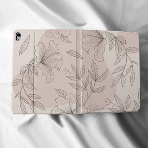 Funda personalizada con diseño de flores y líneas artísticas para iPad Air 3, 4 Pro, 9,7", 10,5" y 11", iPad 8