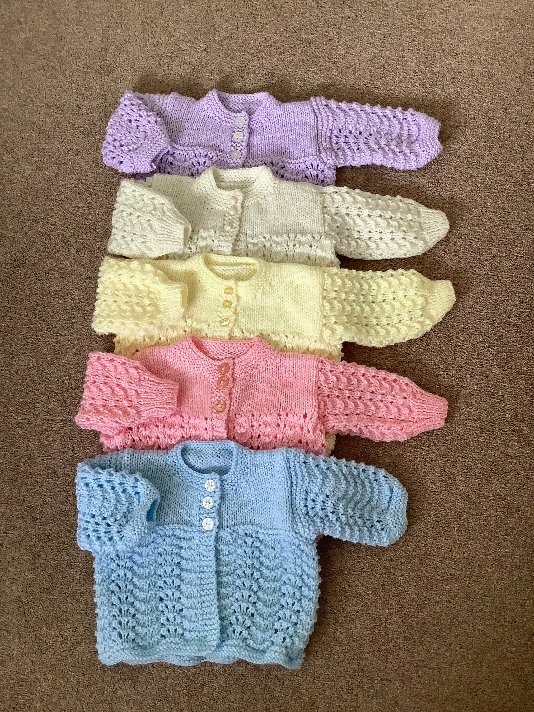 Newborn Hand Knitted cardigan / matinee jacket 16 18 Etsy