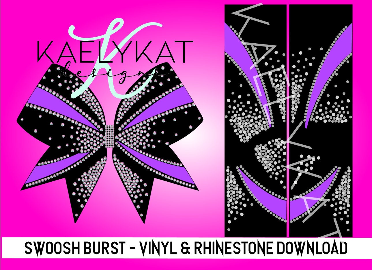 Rhinestone Template and vinyl design for Cheer Bows SVG file download Swoosh burst