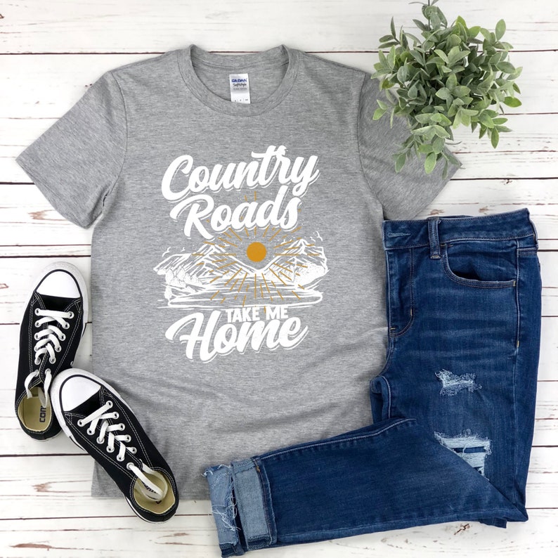 Hiking Tee Free Shipping Camping T-Shirt Country Roads Take Me Home Shirt Adventure Tee Shirt Mountains Calling Tee John Denver TShirt