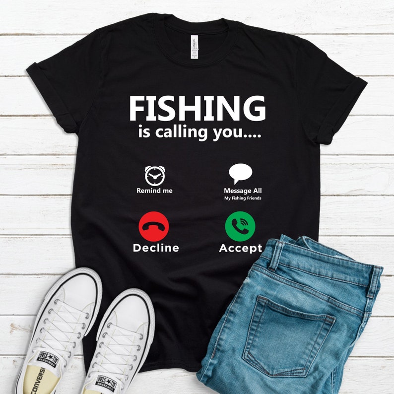 Gift for Fisherman Funny Fishing T-Shirt Free Shipping Fishing Gift Fishing Is Calling You Shirt Men/'s Fishing Tee Father/'s Day Gift