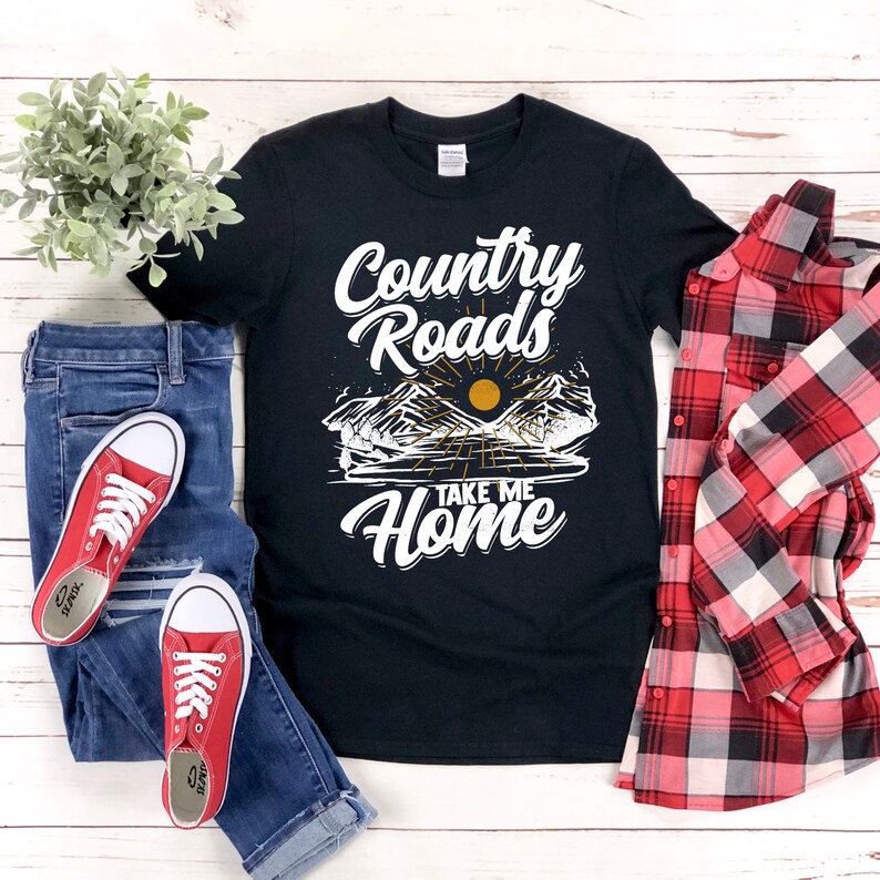 Hiking Tee Free Shipping Camping T-Shirt Country Roads Take Me Home Shirt Adventure Tee Shirt Mountains Calling Tee John Denver TShirt