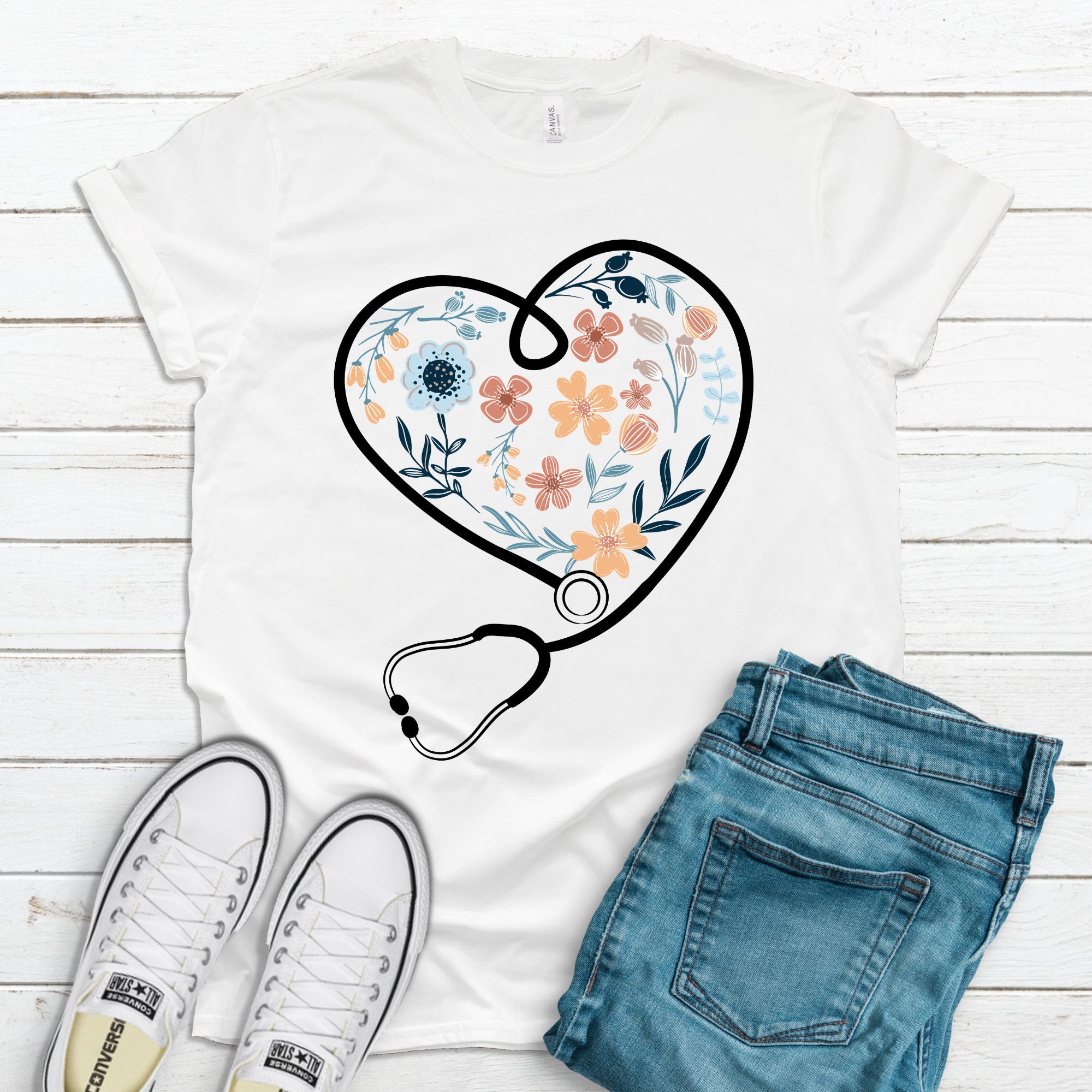 Heart Stethoscope Shirt Nurse Love TShirt Nurse 2021 Tee Etsy