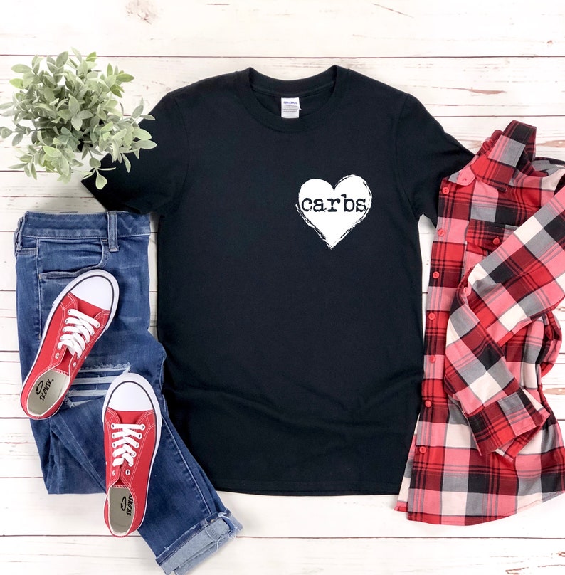 Christmas Present Brunch Squad Tee Carbs Heart Pocket Shirts Free Shipping Funny Workout T-Shirt Food Lover Gift I Love Carbs Shirt