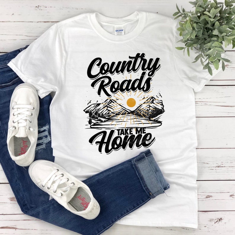 Hiking Tee Free Shipping Camping T-Shirt Country Roads Take Me Home Shirt Adventure Tee Shirt Mountains Calling Tee John Denver TShirt