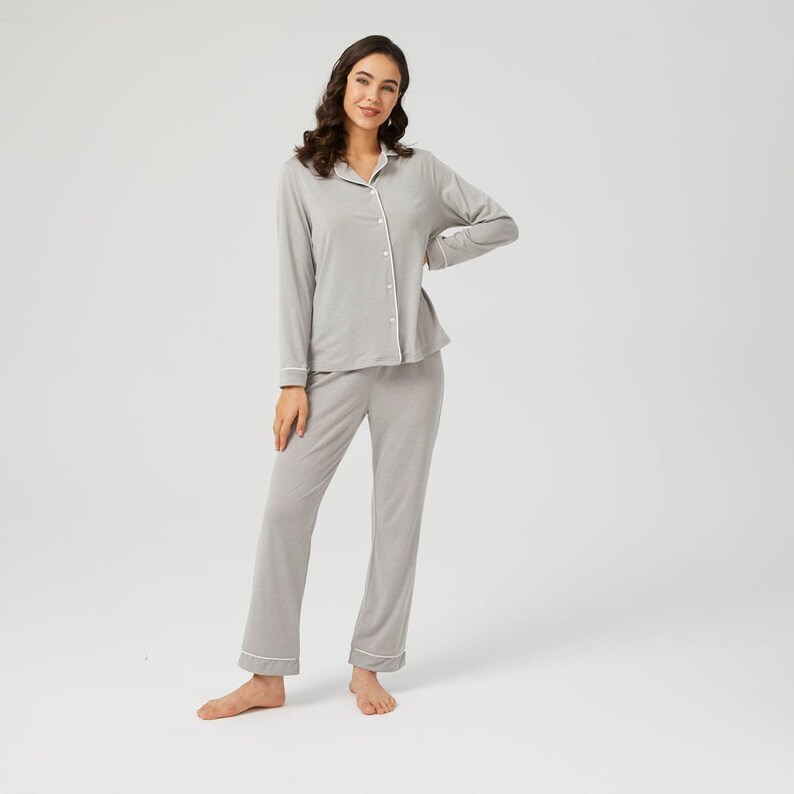 Grey Pajama Set Etsy UK