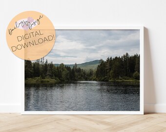 Woodland Lake | Maine Lake | Evergreen Trees | Downloadable Prints | Printable Wall Art | Summer Photography | Maine Landscape | Home Decor