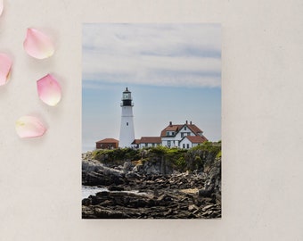 5x7 Portland Headlight, Cape Elizabeth, Maine Greeting Card - Blank Interior
