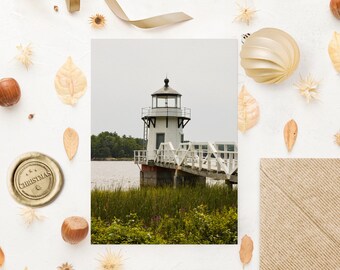 5x7 Doubling Point Lighthouse Greeting Card - Blank Interior