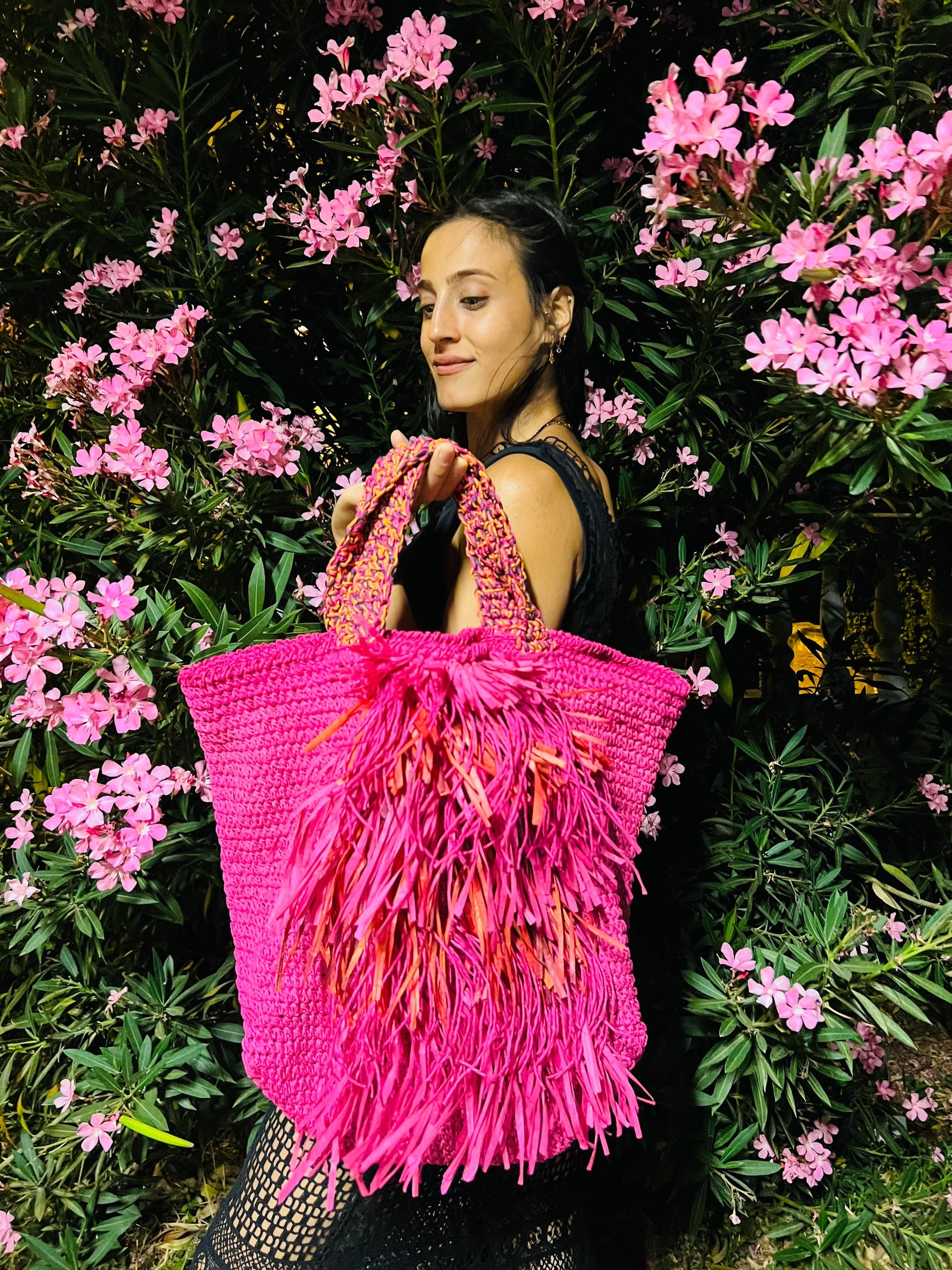 ASOS EDITION extreme fringe bag with natural handle