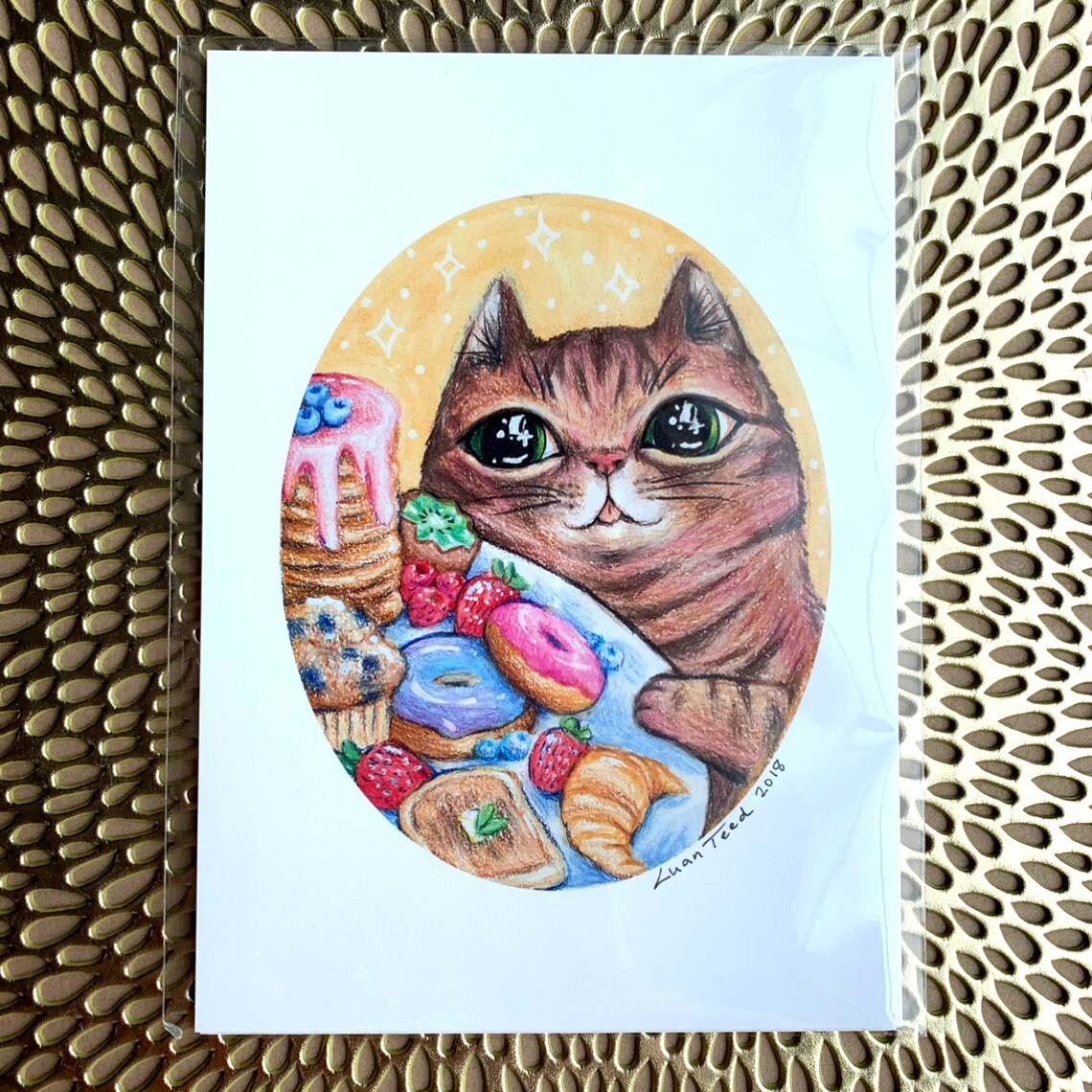 Delicious Dessert Cat Art Print Yum Etsy