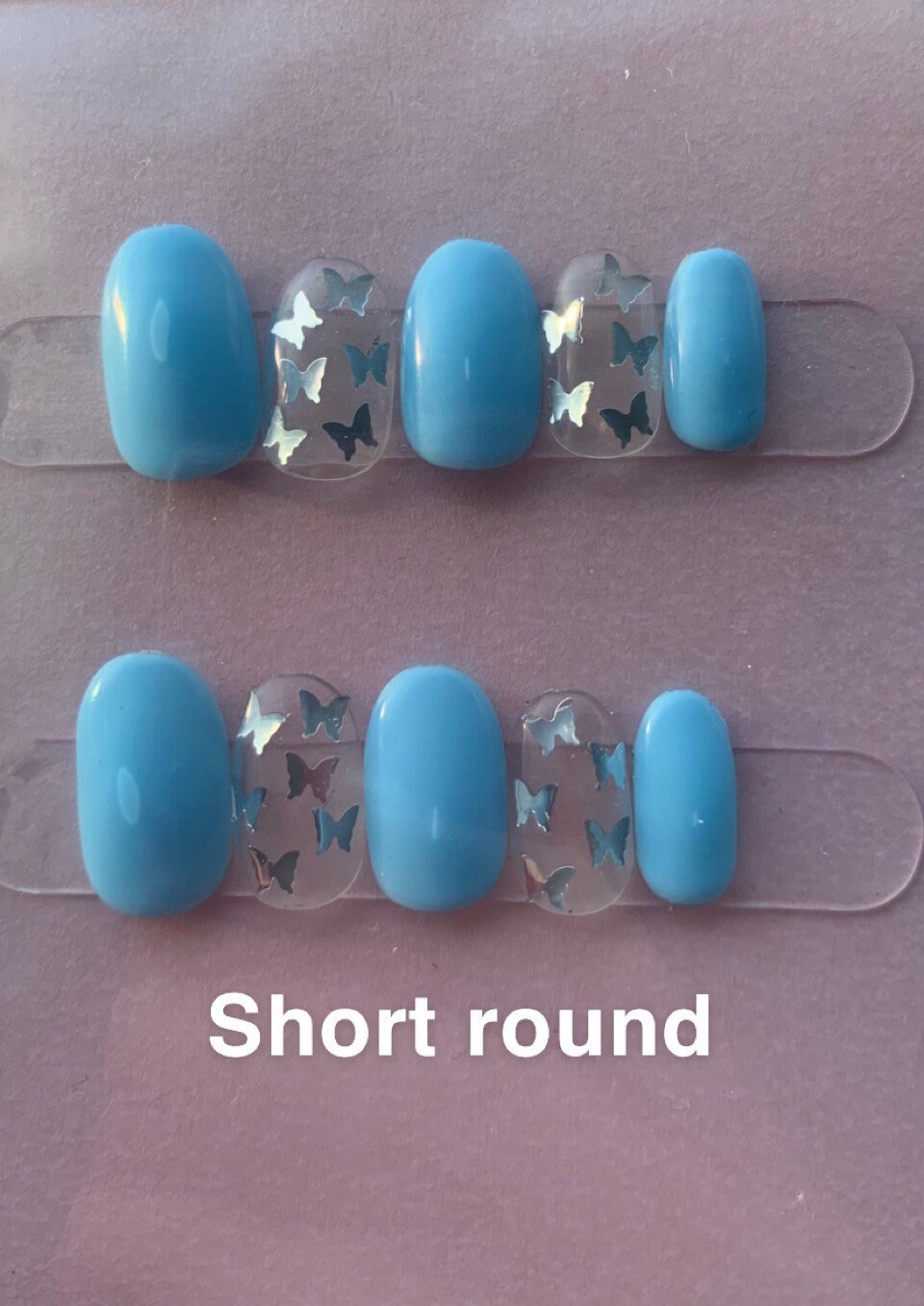 Sky blue butterfly stick on nails Etsy