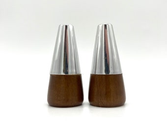 Mid-Century Chrome Capped Salt and Pepper Shakers