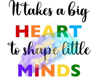 Daycare Worker PNG Big Heart Teacher Nutritional Facts Sublimation Image Teacher Appreciation