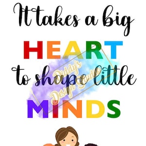 Daycare Worker PNG Big Heart Teacher Nutritional Facts Sublimation Image Teacher Appreciation