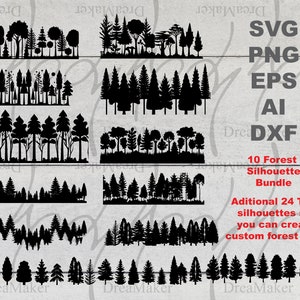 Forest & Tree SVG Bundle, Forest Clipart Bundle, Forest Silhouette ...