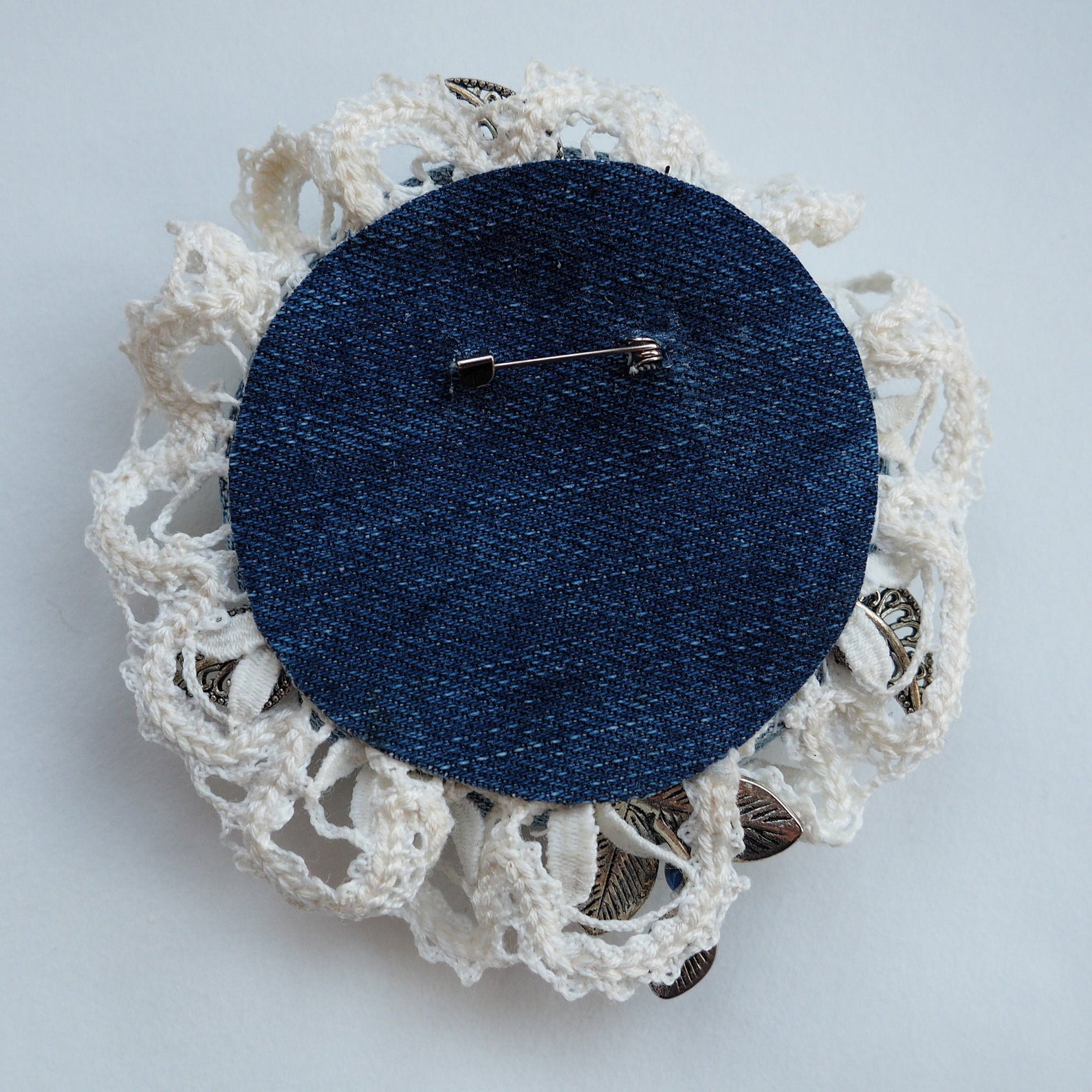 Denim brooch Accessory on lapel Boho style Accessory for denim Etsy