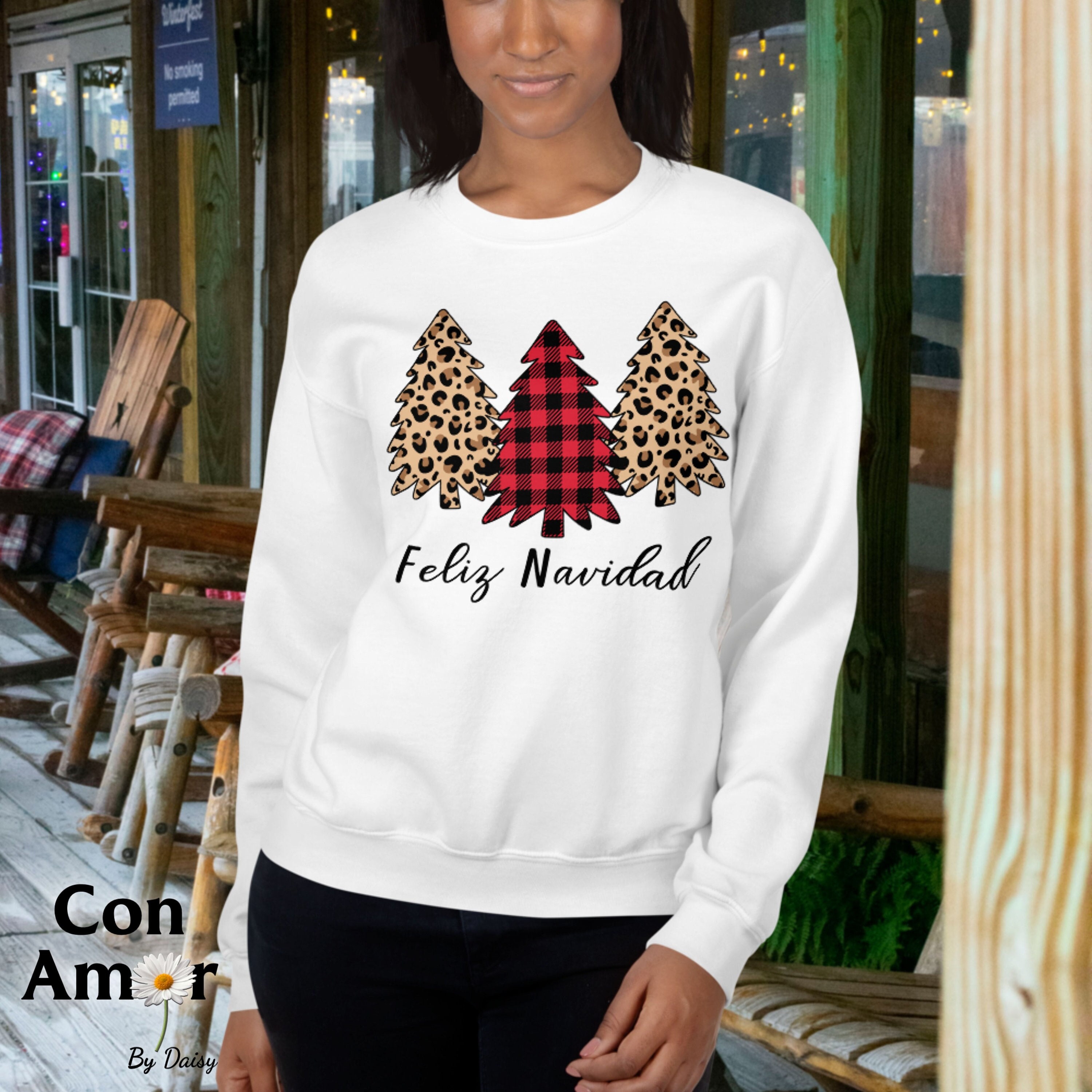 Christmas Tree Sweatshirt Feliz Navidad 