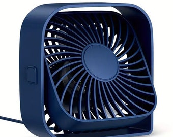 USB Desk Fan, Strong Airflow & Quiet Operation, 3 Speed Wind Small Fan, 360 degrees Rotatable Table Cooling Fan for Home Office and Desktop
