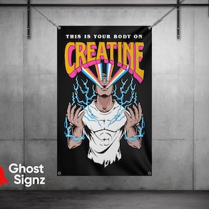 This is your body on Creatine Home Gym Vinyl Banner - Vertical Wall Art Decor Sign Poster - Large Mural - Motivational Inspiration