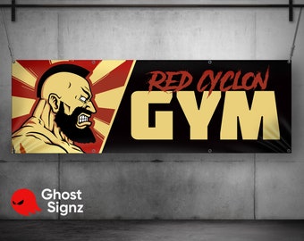 Zangief Red Cyclone Vinyl Home Gym Banner - Motivational Russian Decor - Large Sign Poster Wall Art - Fitness Training - 90s Video Game